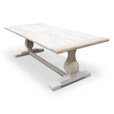 Titan Dining Table 1.98m - Rustic White Washed - Boho Bliss