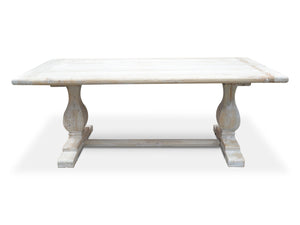 Titan Dining Table 1.98m - Rustic White Washed - Boho Bliss