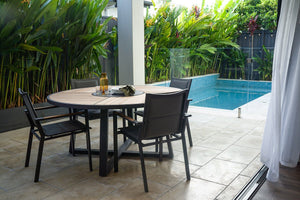 Watego Outdoor Round Dining Table 1.6m - Black - Boho Bliss