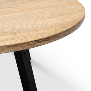 Willow Round Dining Table 1.25m - Natural/Black - Boho Bliss