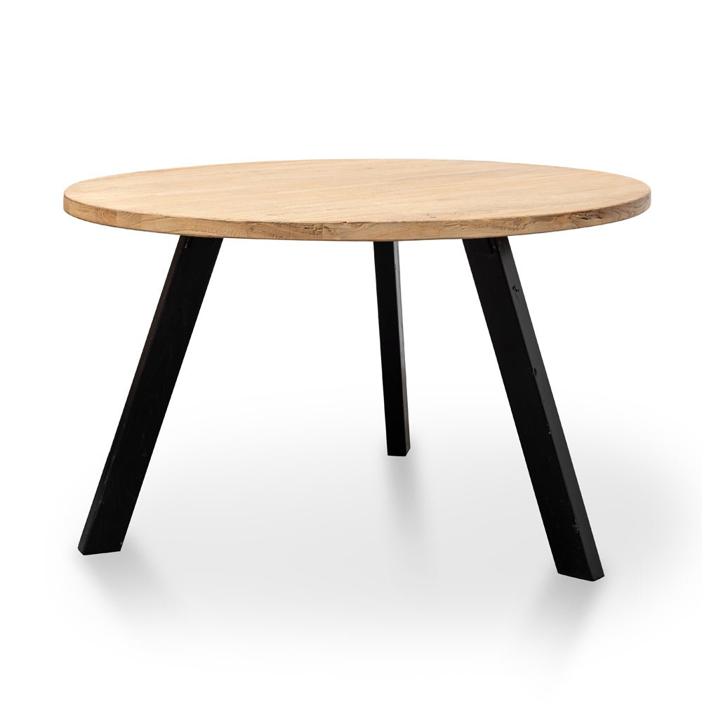 Willow Round Dining Table 1.25m - Natural/Black - Boho Bliss