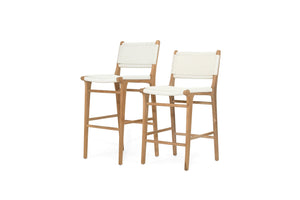 Zen Outdoor Close Weave Bar Stool - White - Boho Bliss