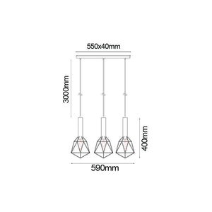 Beckband Pendant Lights with Diamond Shapes & Bar Base - Black - Boho Bliss