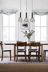 Beckband Pendant Lights with Diamond Shapes & Bar Base - Black - Boho Bliss