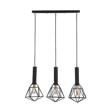 Beckband Pendant Lights with Diamond Shapes & Bar Base - Black - Boho Bliss