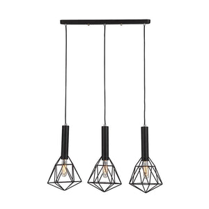 Beckband Pendant Lights with Diamond Shapes & Bar Base - Black - Boho Bliss