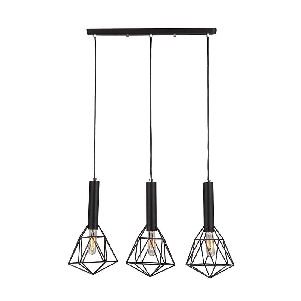 Beckband Pendant Lights with Diamond Shapes & Bar Base - Black - Boho Bliss