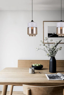 Caisa Amber Jar Pendant Light - White - Boho Bliss