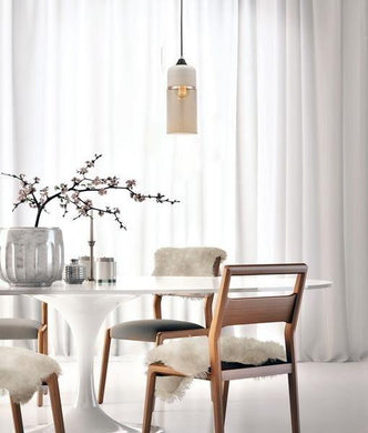 Caisa Amber Oblong Pendant Light - White - Boho Bliss