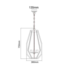 Gamma Narrow Angular Cage Pendant Light - Black - Boho Bliss