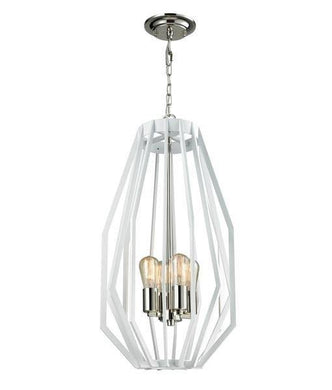 Gamma Narrow Angular Cage Pendant Light - White - Boho Bliss