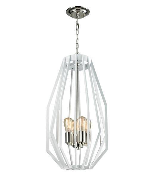 Gamma Narrow Angular Cage Pendant Light - White - Boho Bliss