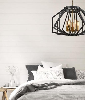 Gamma Wide Angular Cage Pendant Light - Black - Boho Bliss