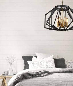 Gamma Wide Angular Cage Pendant Light - Black - Boho Bliss