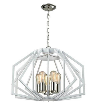Gamma Wide Angular Cage Pendant Light - White - Boho Bliss
