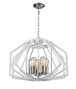 Gamma Wide Angular Cage Pendant Light - White - Boho Bliss