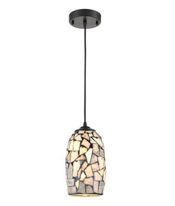 Glaise Ellipse Hand Blown Glass Pendant Light - Dark Stone Mosaic - Boho Bliss