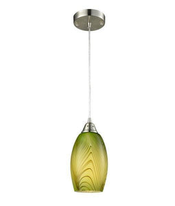 Glaise Ellipse Hand Blown Glass Pendant Light - Green - Boho Bliss