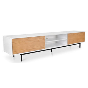 Hipster Entertainment Unit 2.3m - White & Timber - Boho Bliss