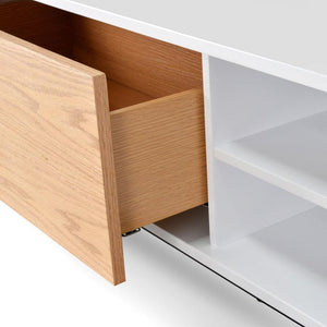 Hipster Entertainment Unit 2.3m - White & Timber - Boho Bliss