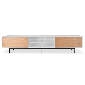 Hipster Entertainment Unit 2.3m - White & Timber - Boho Bliss