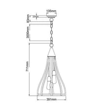 Load image into Gallery viewer, Khalest Wood Pendant Light - Med Bell - Boho Bliss