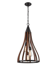 Load image into Gallery viewer, Khalest Wood Pendant Light - Med Bell - Boho Bliss