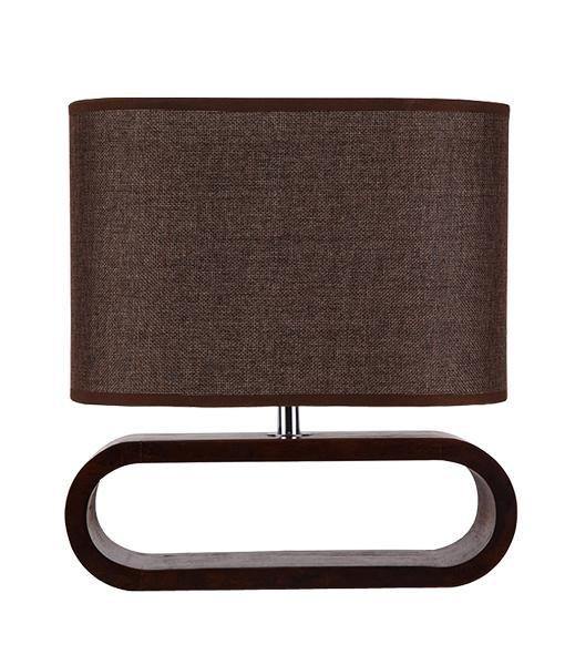 Lotal Table Lamp - Dark Wood, Brown Shade - Boho Bliss