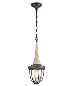 Mebalon Pendant Light - Weathered Charcoal With Washed Wood - Boho Bliss
