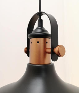 Narvark Dome Pendant Light - Matt Black With Copper Highlights - Boho Bliss