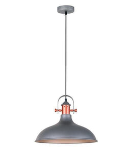 Narvark Dome Pendant Light - Matt Grey With Copper Highlights - Boho Bliss