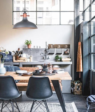 Narvark Dome Pendant Light - Matt Grey With Copper Highlights - Boho Bliss