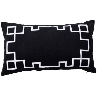 Palm Springs Rectangle Cushion Cover - Black - Boho Bliss