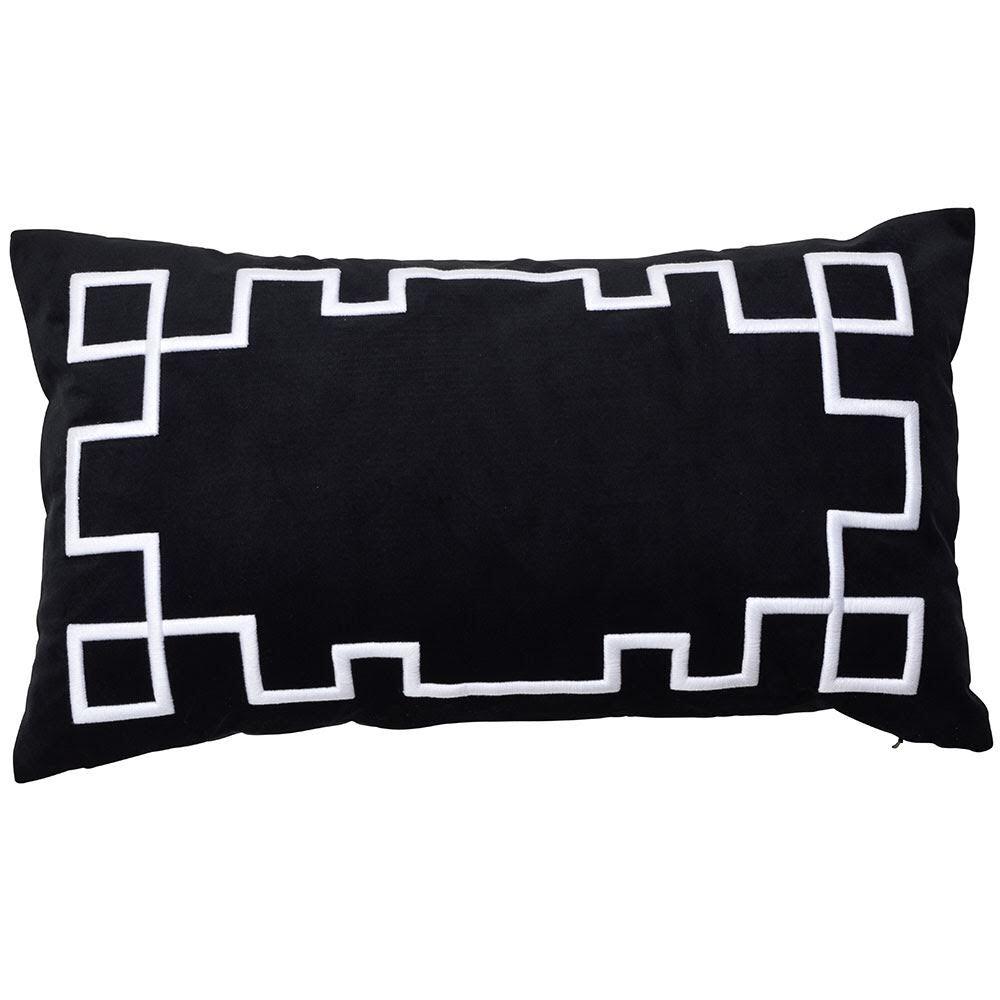 Palm Springs Rectangle Cushion Cover - Black - Boho Bliss