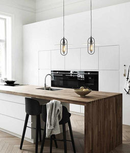 Papyr Pendant Light - Matt Black Oblong With Clear Glass - Boho Bliss