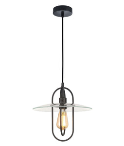 Papyr Pendant Light - Matt Black Oblong With Clear Glass - Boho Bliss