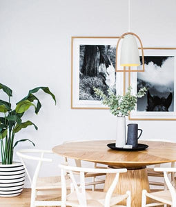 Swung Ellipse Pendant - Matt White - Boho Bliss