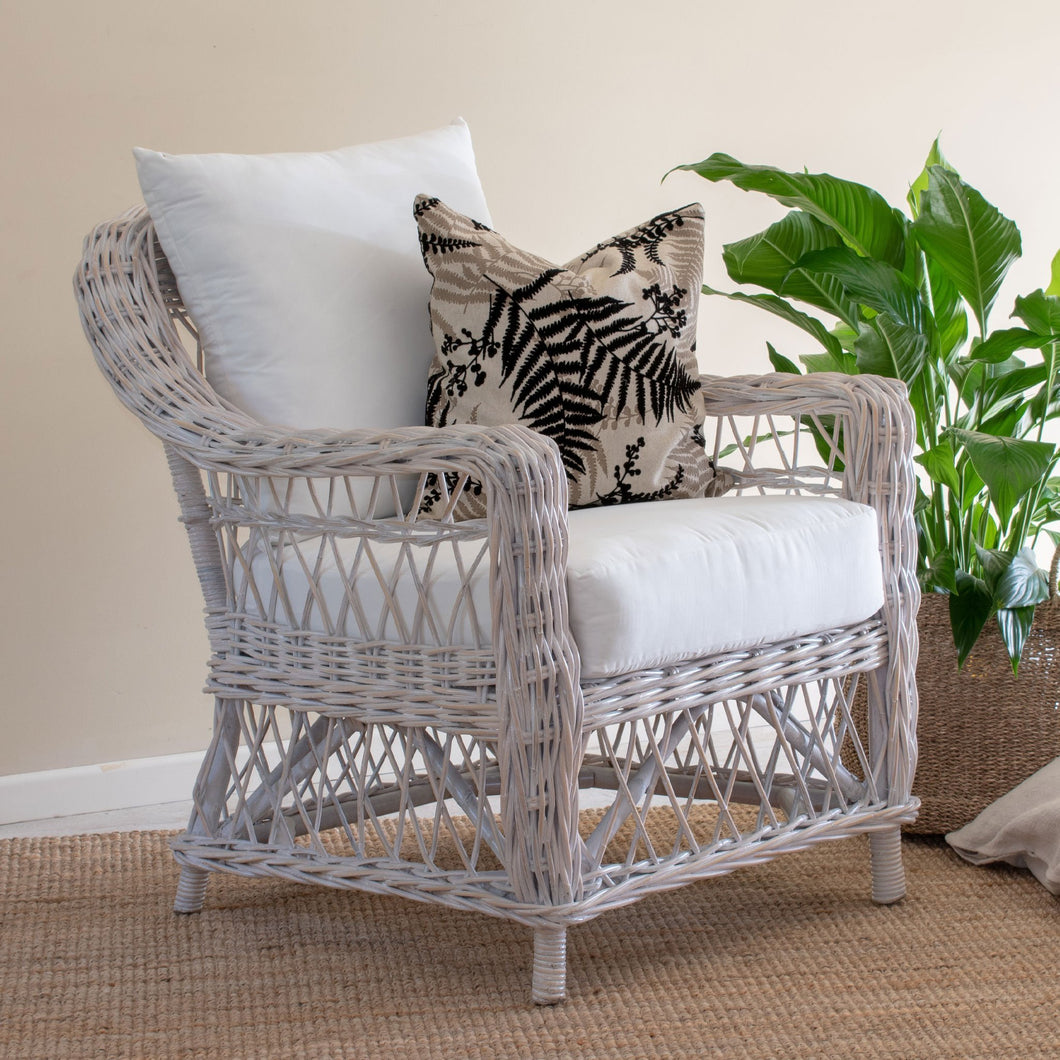 Tia Armchair - White Washed - Boho Bliss