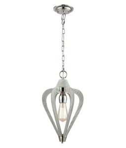 Tuscan Small Pendant Light - Polished Nickel & Winter Moss Wood - Boho Bliss